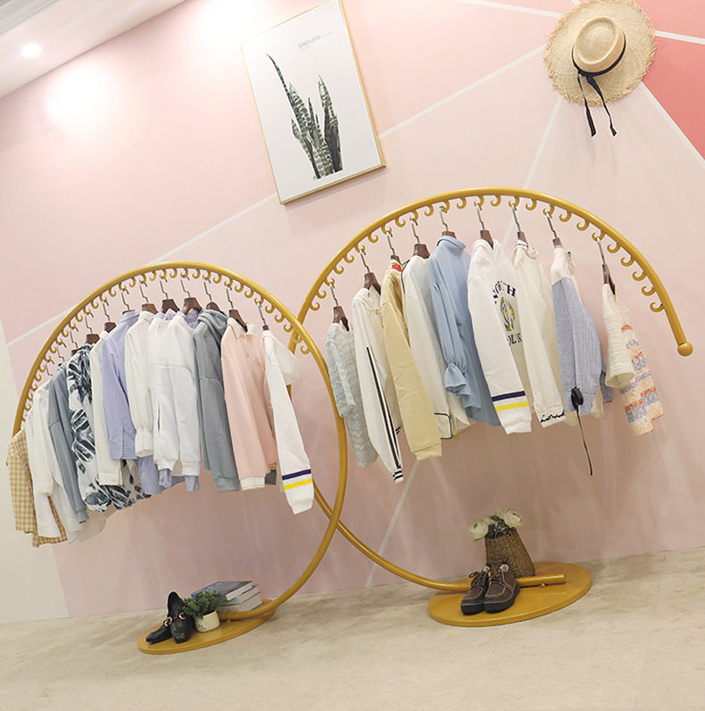 简约立式C型服装中岛展示架