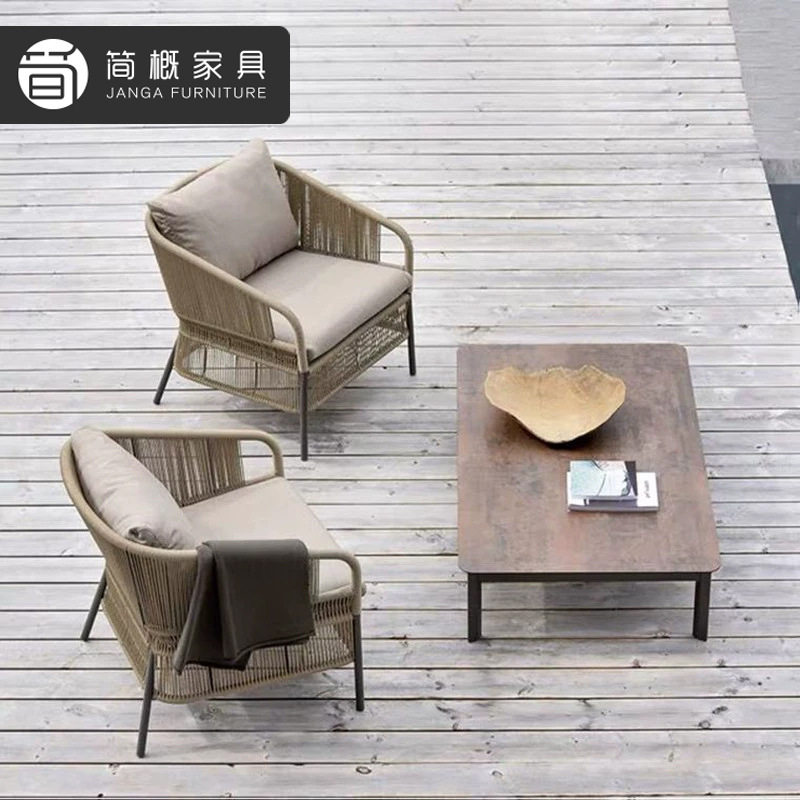 户外别墅露台桌椅休闲庭院茶几三件套露台酒店民宿藤桌椅室外家具