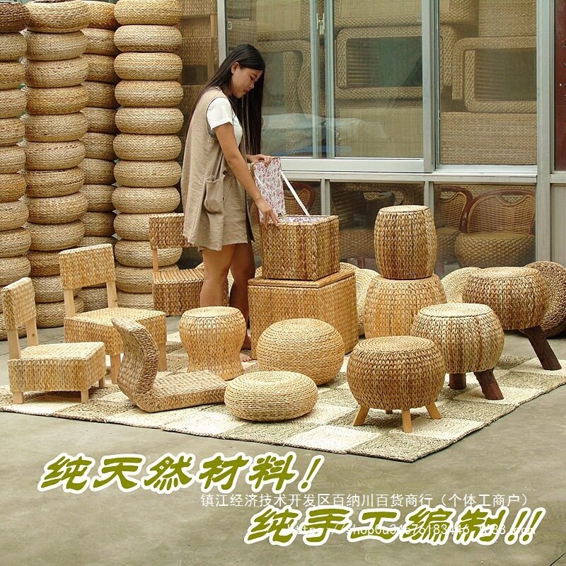 矮凳凳子鼓榻榻米墩子椅子创意凳小凳坐墩圆凳凳圆墩换鞋编藤编无