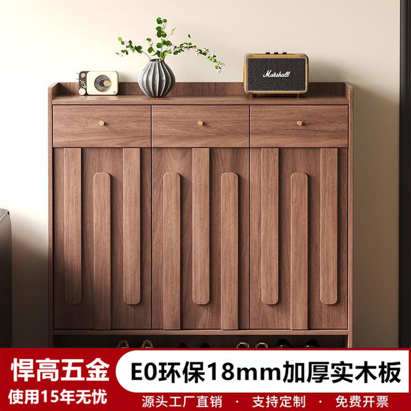 新中式新款实木鞋柜入户门带抽屉收纳柜边柜家用柜子玄关柜储物柜
