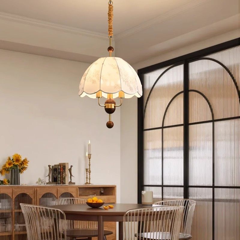 美式复古风餐厅吊灯卧室设计师中古风实木高级感餐桌法式吧台灯饰