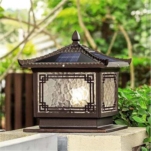 太阳能柱子灯新款中式庭院别墅大门门柱灯室外阳台户外围墙柱子灯