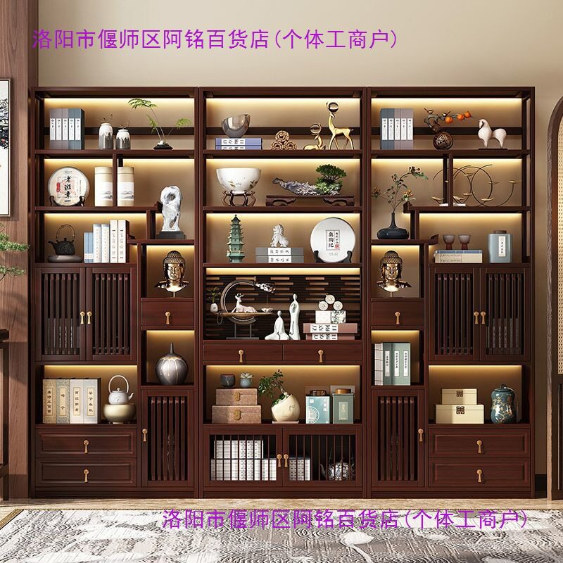 新中式博古架非实木中式茶室装饰置物架多宝阁摆件现代简约展示柜