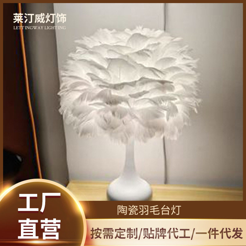 ins风羽毛创意床头小夜灯