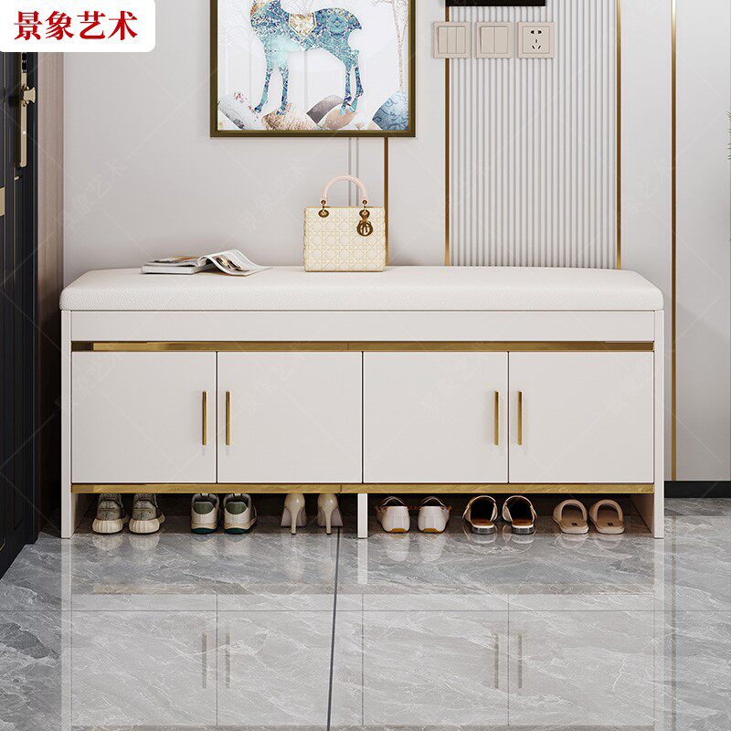 换鞋凳现代轻奢高级感入户玄关储物一体式穿鞋凳家用可坐矮鞋柜子