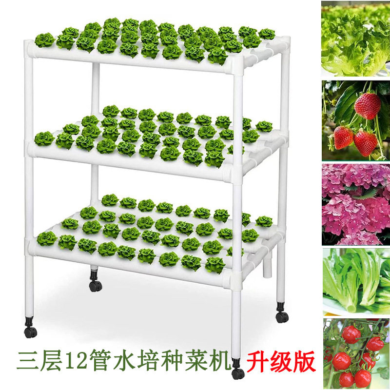 PVC管道蔬菜种植架 塑料管花架 多层水耕种菜机 阳台无土栽培设备