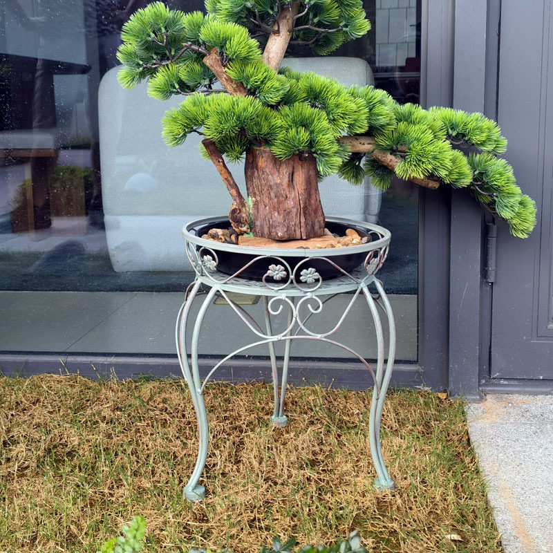复古做旧铁艺花架花盆客厅花架子落地式阳台花凳子单层小花架