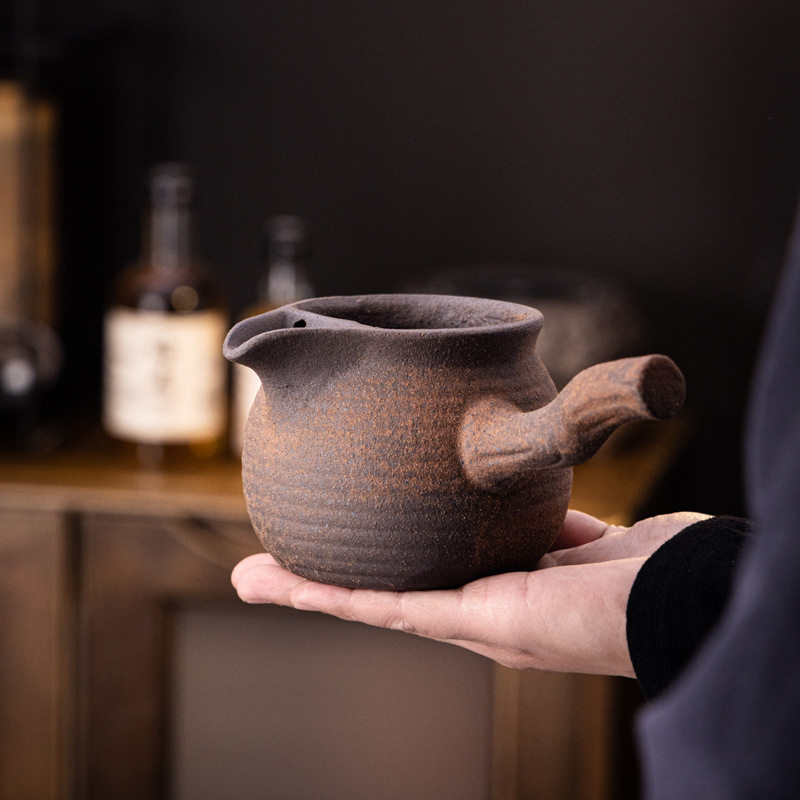 老岩泥粗陶侧把茶壶新围炉煮茶烤奶煮茶器煮茶炉大容量养成泡茶壶