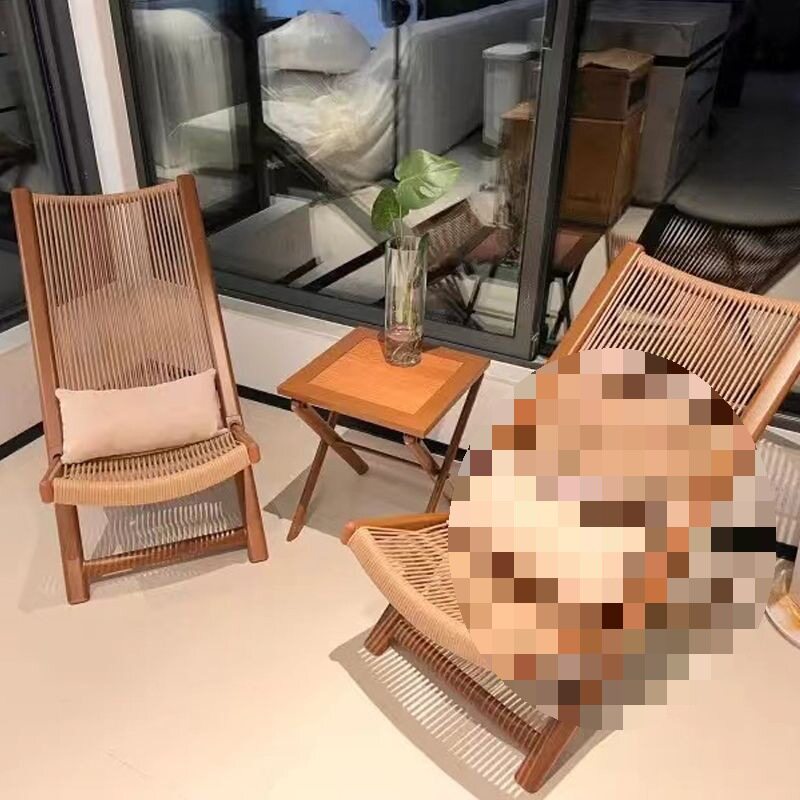 户外花园休闲躺椅阳台小桌椅北欧风庭院藤编一桌二椅露天懒人躺椅