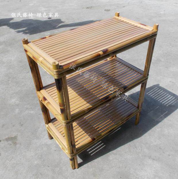 张氏藤椅竹家具竹菜架子置物菜架火锅菜架酒店竹储物架三层小架子