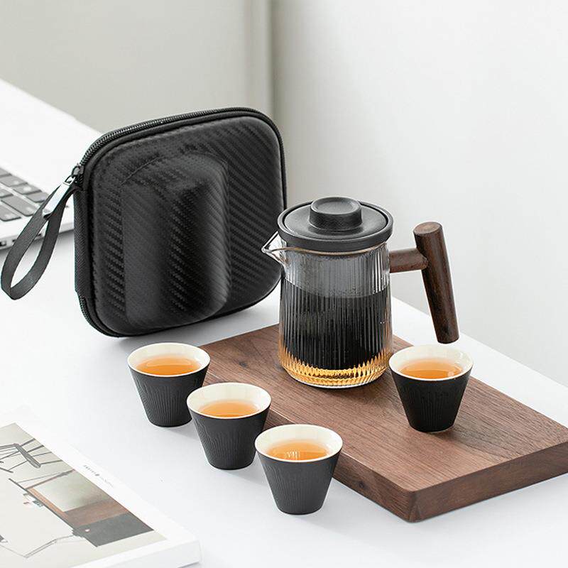 便携式旅行茶具套装简易户外包功夫泡茶壶茶杯随身出差防烫快客杯