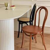 餐桌椅子实木餐椅美式 中古风索耐特藤编椅凳子白蜡木北欧风复古风