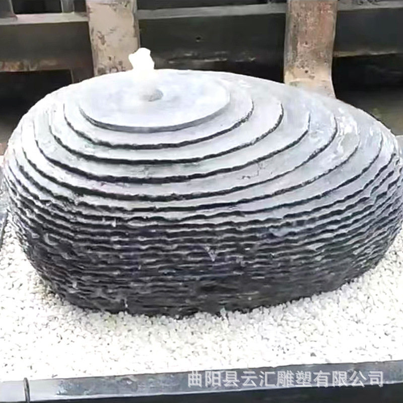 黑山石中式庭院喷泉水钵