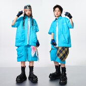 儿童街舞潮服演出服男童蓝色套装 hiphGop童装 幼儿嘻哈爵士舞架子