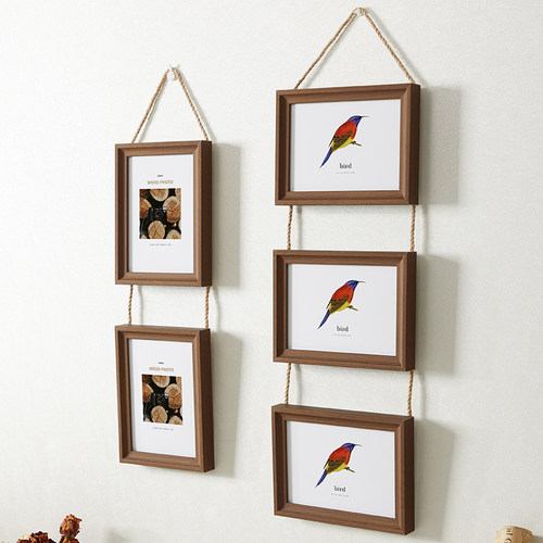 二连三联相框复古麻绳o挂墙组合照片墙5五6六7七10寸8装饰相框定