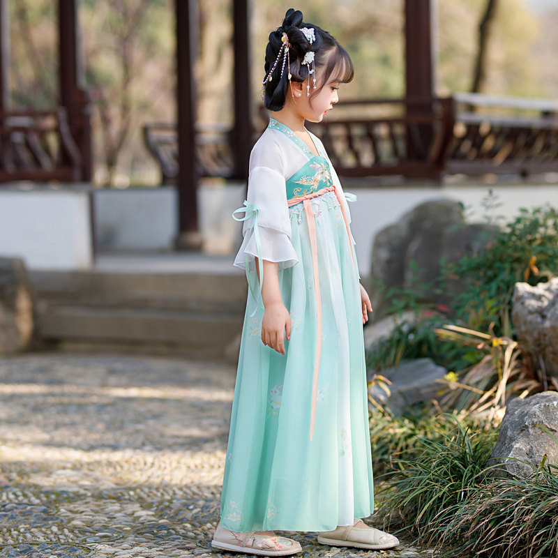 女童汉服襦裙202m3新款古装中国风超仙儿童夏小女孩古风连衣裙唐