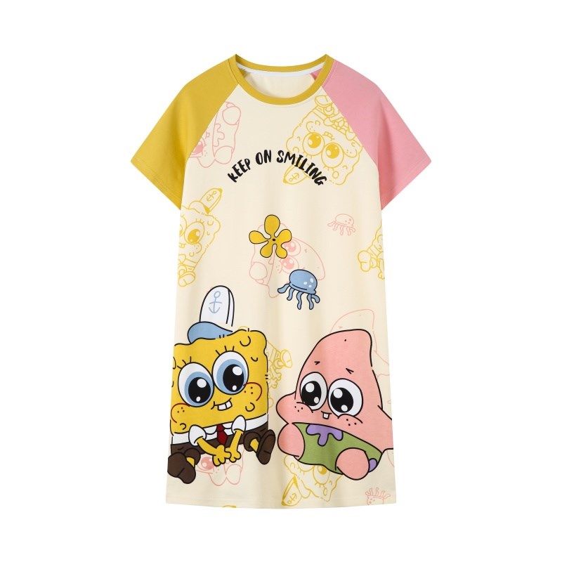 2024a年新款儿童纯棉睡裙夏季薄款睡衣短袖女童卡通短袖家居服套