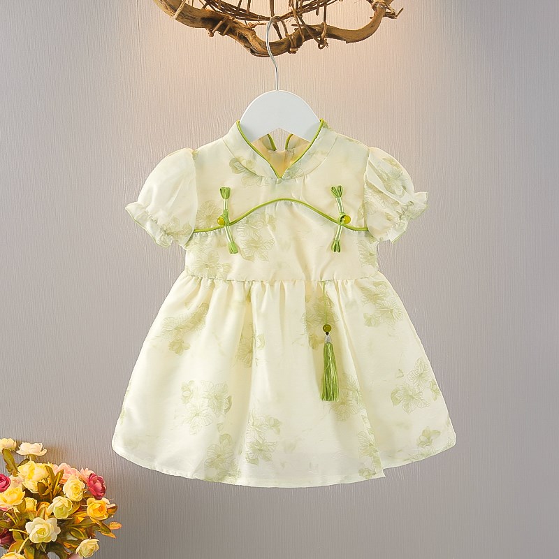 女童夏季连衣裙女宝复古国风旗袍1岁2洋气小P女孩婴儿夏装公主裙