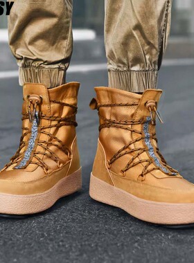 德国冬季户外雪地靴加绒加厚底保暖马丁靴防滑耐磨棉鞋皮毛一体