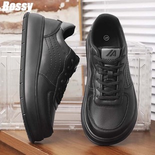 防水防滑男鞋 加厚底增高运动休闲鞋 宽脚宽楦皮面板鞋 德国秋冬大码