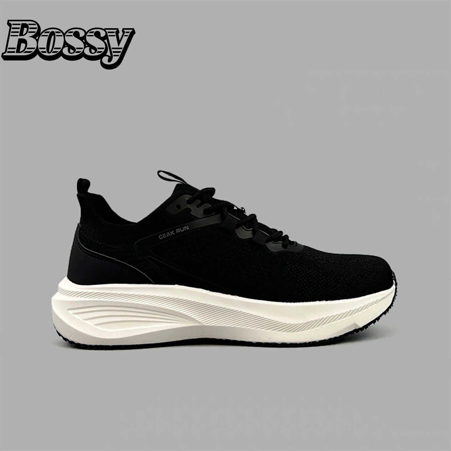 Bossy网面鞋轻便透气青年厚底运动鞋防滑网布纯色时尚百搭跑步鞋