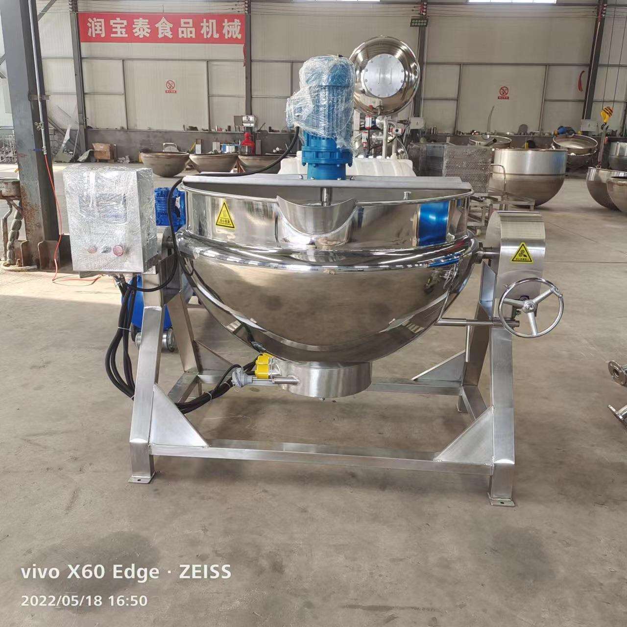 304不锈钢搅拌夹层锅立式卤煮锅麦芽糖搅拌熬制锅夹层锅型号图片