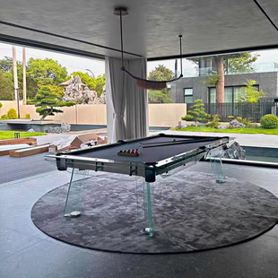 水晶台球桌台球杆钢化玻璃中式美式黑八亚克力标准型九球耐用桌子