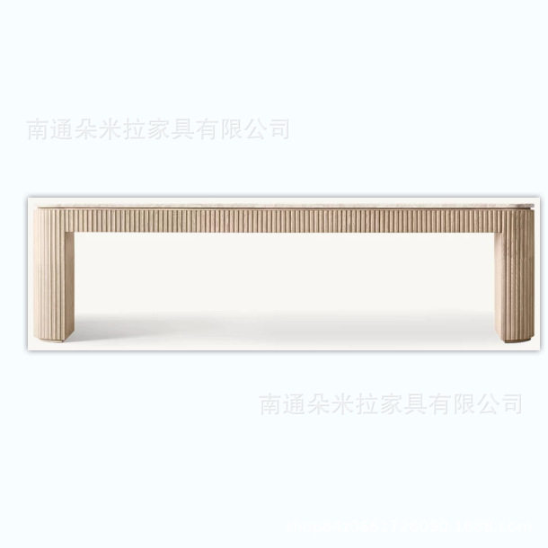 RH美式实木高端豪华玄关柜桌面采用大理石材质设计