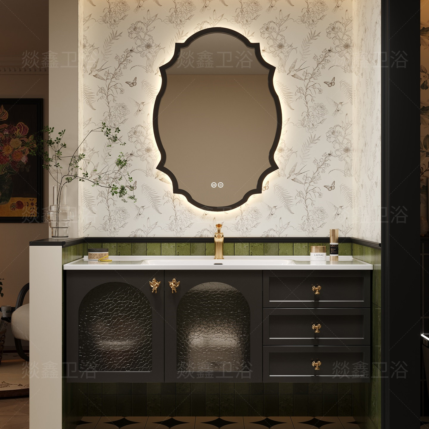 法式复古浴室柜组合卫生间陶瓷一体盆轻奢洗漱台实木洗脸池洗手盆,家装主材,浴室柜组合,淘宝优惠券,粉丝福利购,淘宝优惠卷