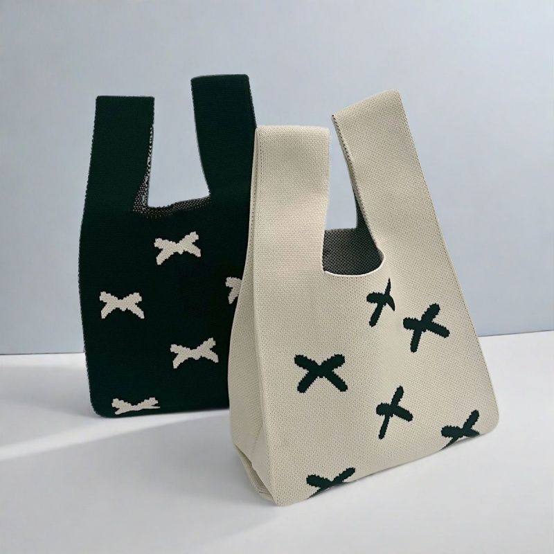 新款可爱手提包女包百搭手拎休闲针织包水桶包日韩版托特包盒饭袋