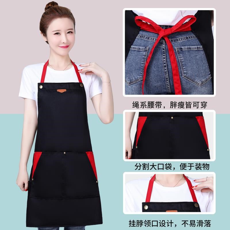 时尚帆布围裙定制印字LOGO咖啡店烘焙餐厅厨房工作服订做耐磨牛仔