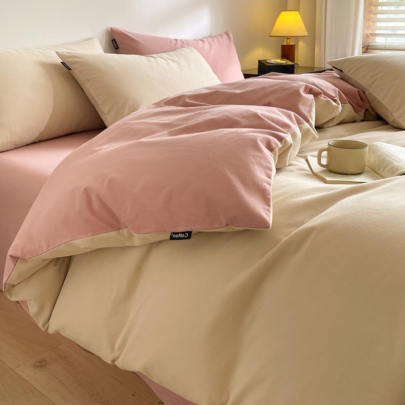 A类60支新疆长绒棉加厚纯棉床单四件套纯色秋冬全棉磨毛被套4件套