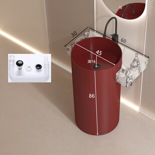 陶瓷立柱盆定制切角岩板台面洗手盆立柱式一体酒店洗手盆洗脸盆