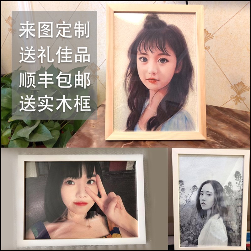 手绘画像定制真人照片代画素描人像画人物彩铅笔画头像彩绘肖像画