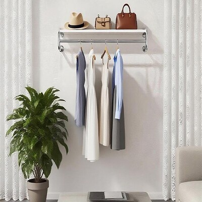 壁挂式上墙挂f衣架服装店卧室卫生间衣帽架不锈钢上墙打孔展示架