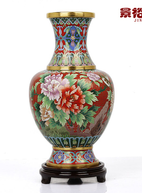 12寸景泰蓝铜花瓶客厅装饰品乔迁结婚礼物送老外生日礼品摆件