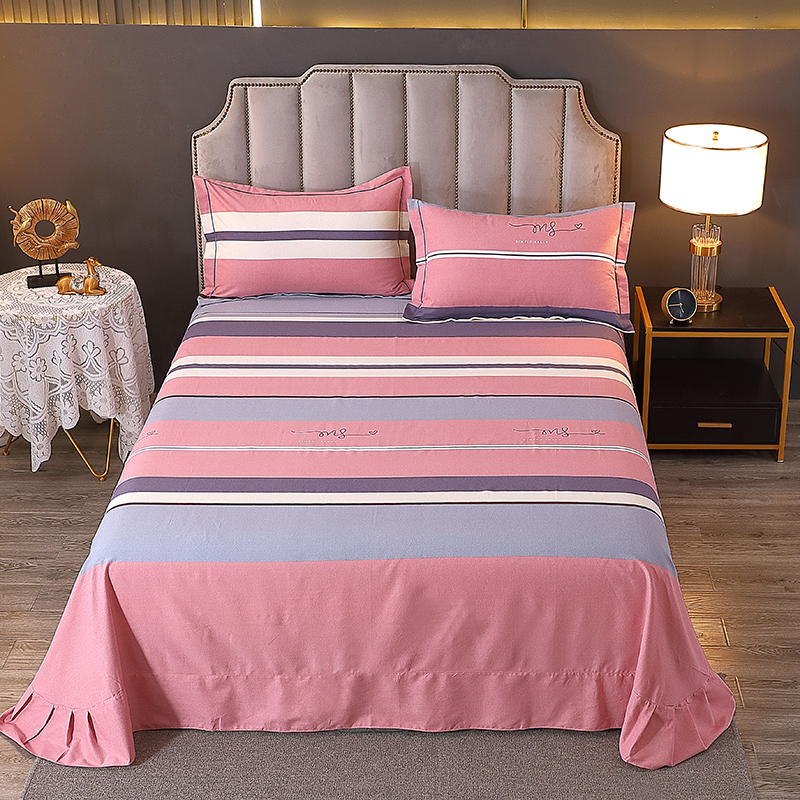 全棉床单单件100加厚磨毛双人床上1.8米垫单1.5m被单三件套2m