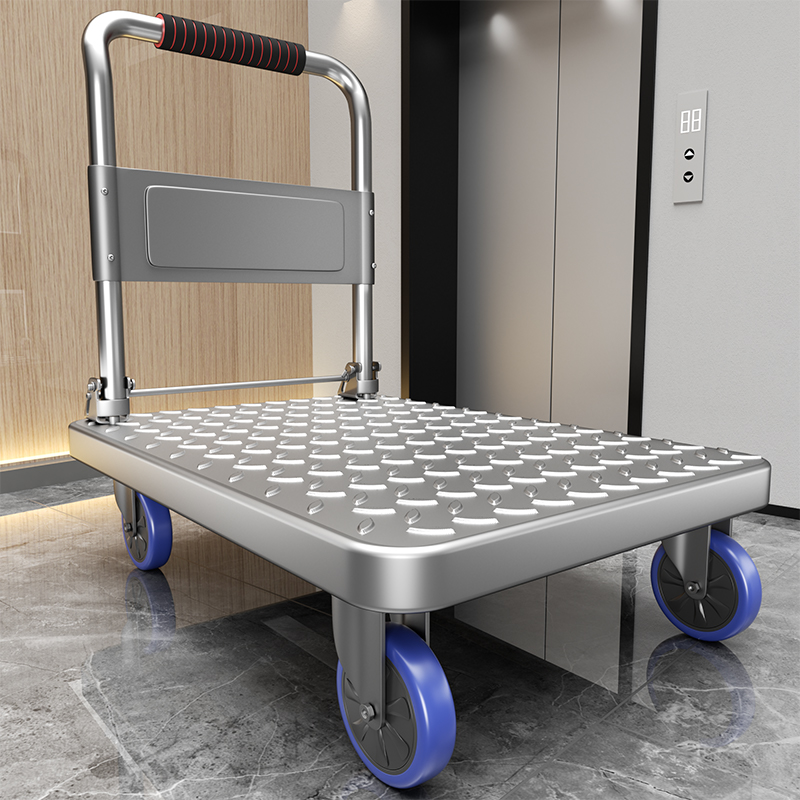 钢板小推车拉货手推车家用平板推车手拉车可携式摺叠搬运重物小拉