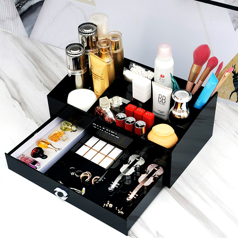 桌面高级感亚克力化妆品收纳盒卧室高档精致大容量抽X屉式首饰一