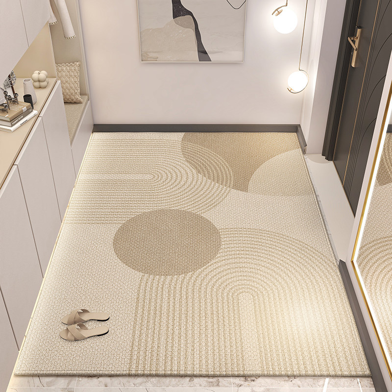 简约入户门地垫几何奶油风进门口垫家用玄关门口脚垫客厅耐脏地毯