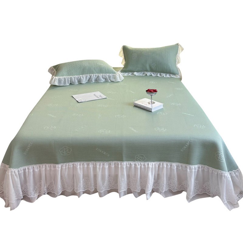 A类中分子PE冰岛赋能凉席三件套床单蕾丝床裙水洗机洗裸睡空调席