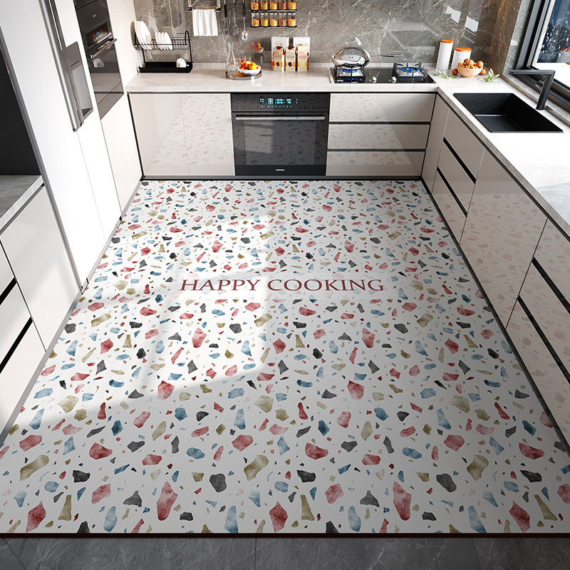 厨房地垫可擦洗PVmC皮革地毯防水防油防滑大面积满铺免洗地垫脚垫