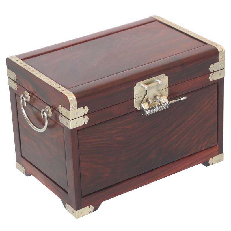 红木首饰盒老挝大红酸枝珠宝箱素面全独板收纳盒中式结婚嫁妆精品