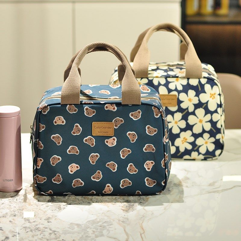 韩版简约大容量印花手提包加厚防水可爱妈咪包上班带饭盒保温袋子,收纳整理,饭盒袋,淘宝优惠券,粉丝福利购,淘宝优惠卷