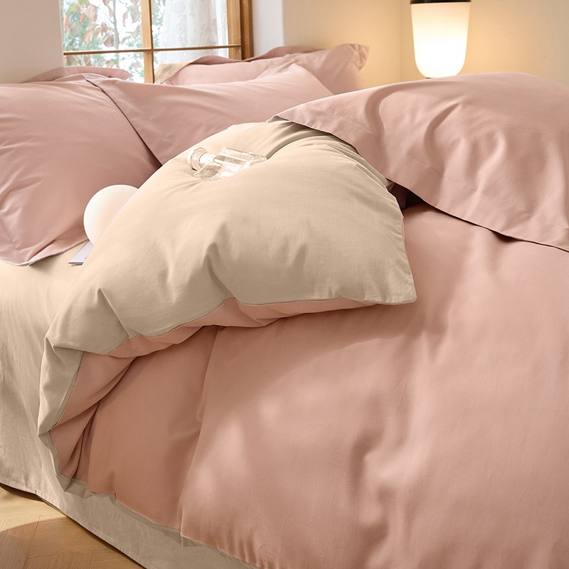 A类100支纯色床上四件套全棉高级感磨毛加厚被套床单秋冬床品