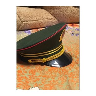 zhi成人军绿色大盖帽军训男女军乐队演出帽87式士官军官大檐