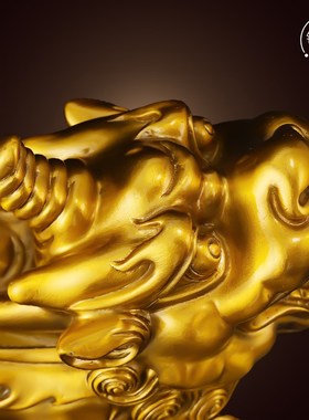 独角貔貅黄铜摆件一对瑞兽工艺品家居客厅全铜摆饰办公室桌面装饰