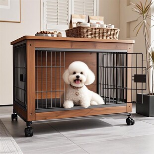 狗笼泰迪小型犬加粗加固防咬中古风带厕所分离自动清粪托盘狗笼子