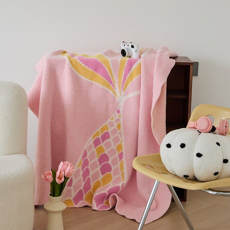 氛围感~秋冬加厚提花毯子半边绒毛毯沙发披肩盖腿空调毯办公室毯