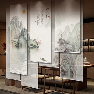 窗帘遮光2024新款宋式s美学电动卷帘遮阳帘卷拉式办公室隔断屏风